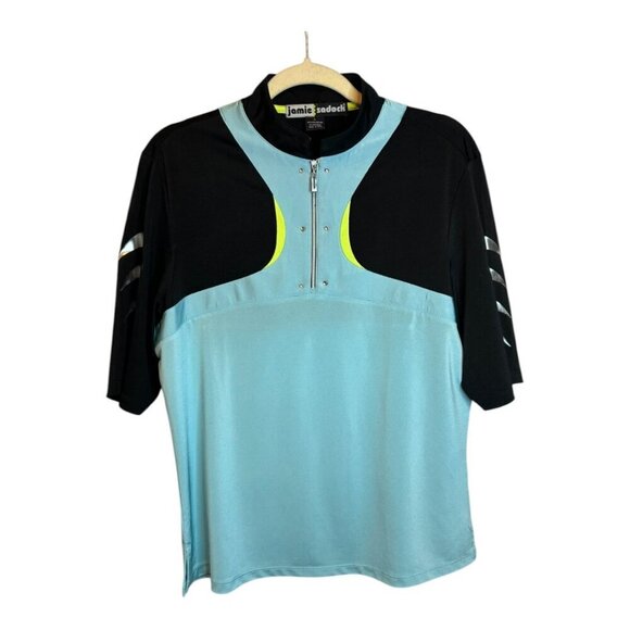 Jamie Sadock Shirt Women's Size Large 1/3 Zio Golf‎ Polo Blue Black - Picture 1 of 3